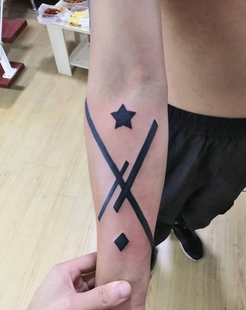 几何之星星纹身图片_手臂图腾纹身图案