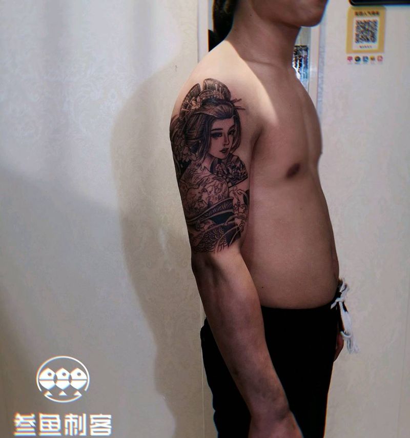 艺妓✔纹身图片_手臂艺妓纹身图案