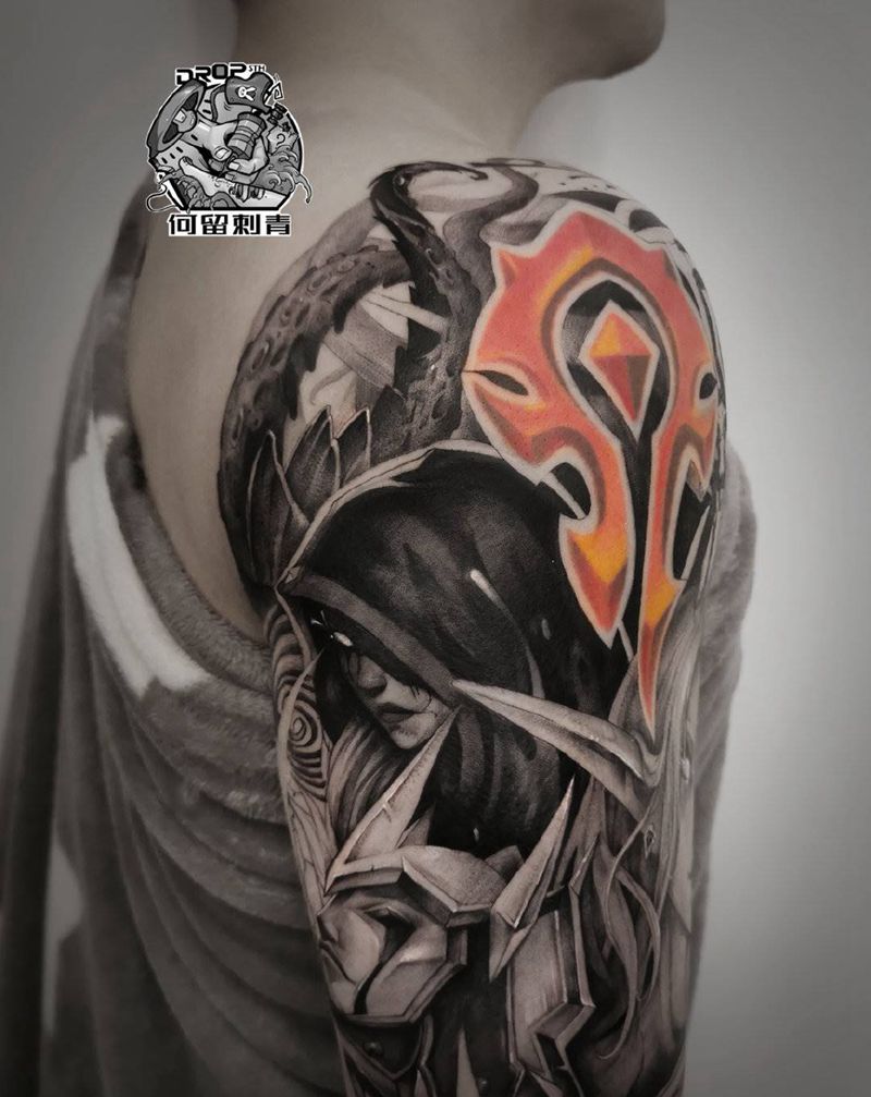 魔兽世界大神牧师纹身图片_手臂欧美写实魔兽世界牧师游戏纹身图案