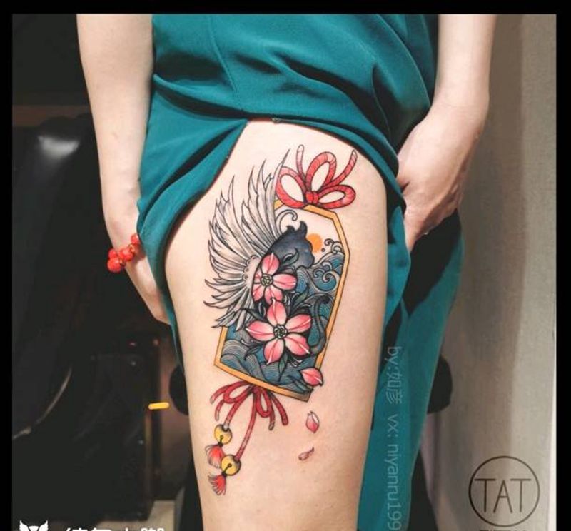 旧纹身添加修改纹身图片_腿部New School纹身图案