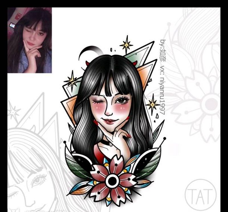 old school肖像✦稿纹身图片_Old School纹身图案