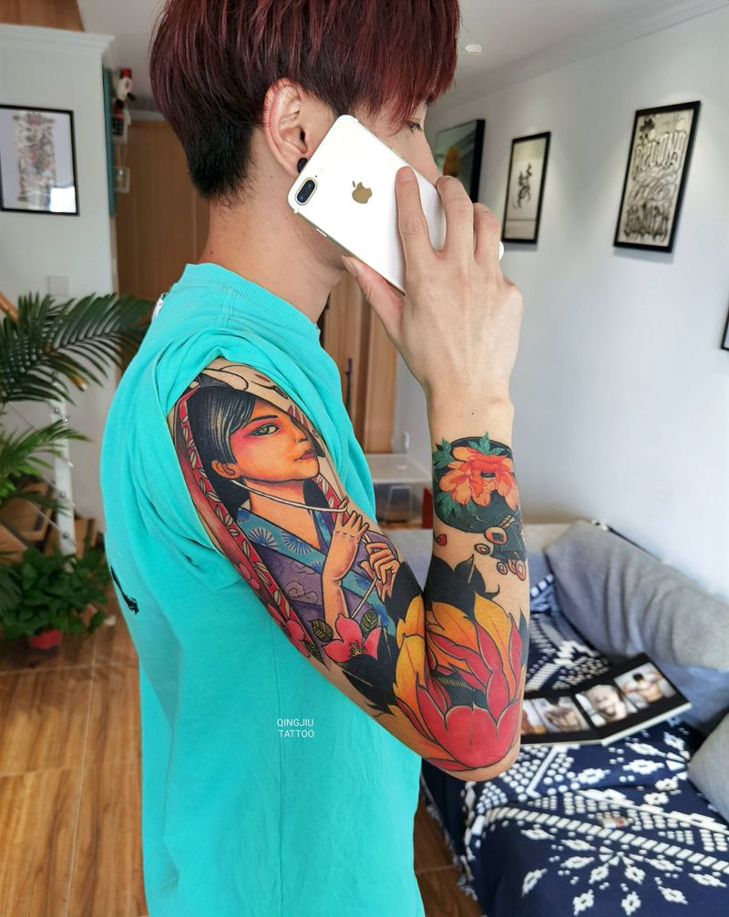 花臂纹身图片_手臂New SchoolOld School纹身图案