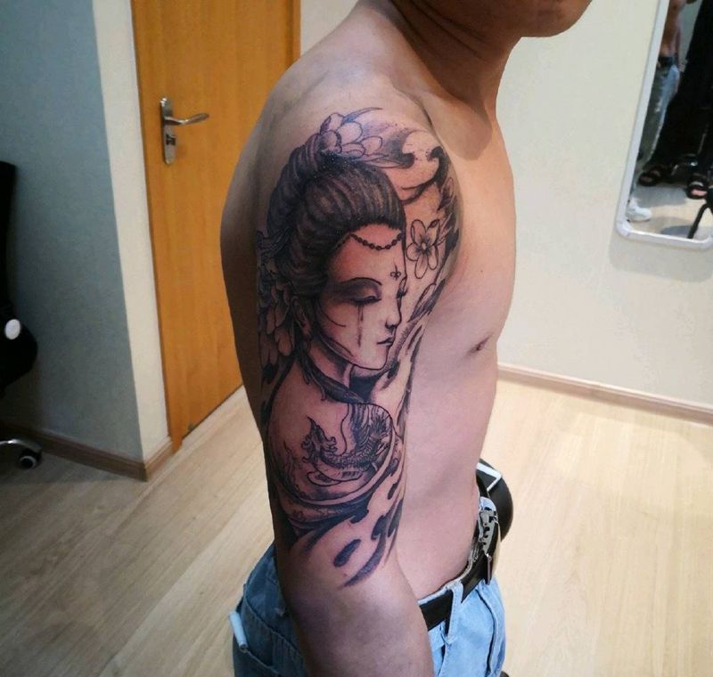 艺妓纹身图片_手臂艺妓纹身图案