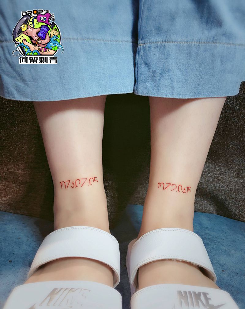 家人生日纹身图片_腿部纹身图案