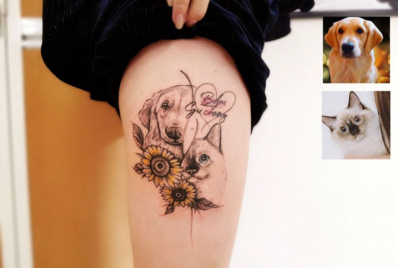 猫狗宠物定制纹身图片_几何纹身图案