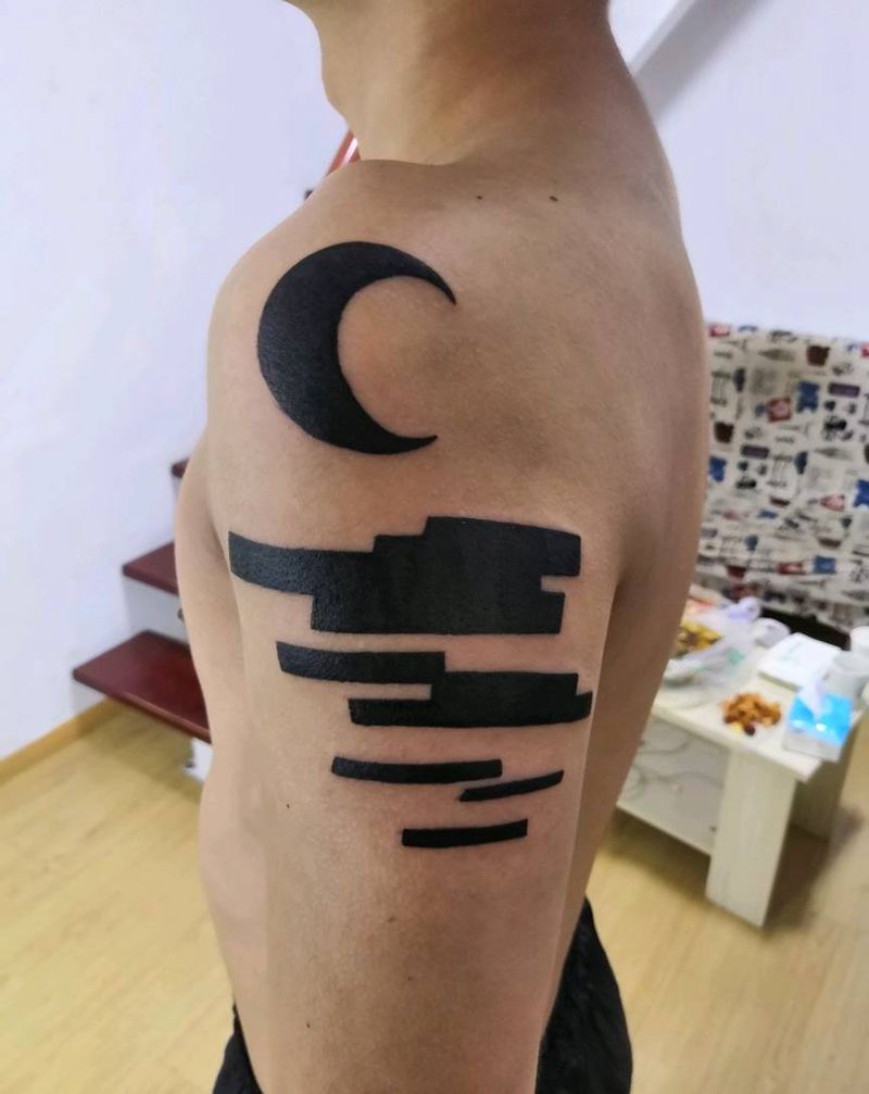 几何之月亮纹身图片_手臂图腾纹身图案