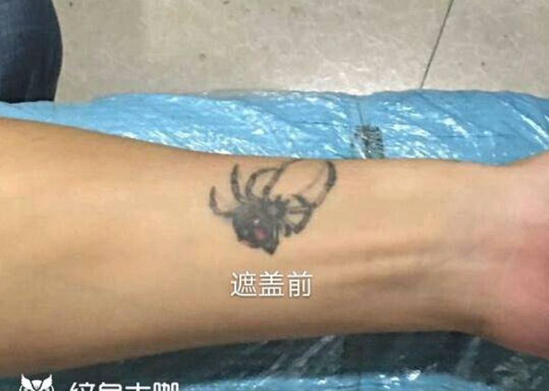 遮盖小蜘蛛纹身图片