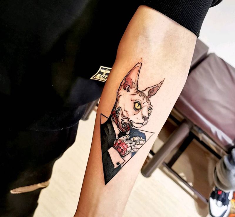 斯芬克斯纹身图片_New School纹身图案