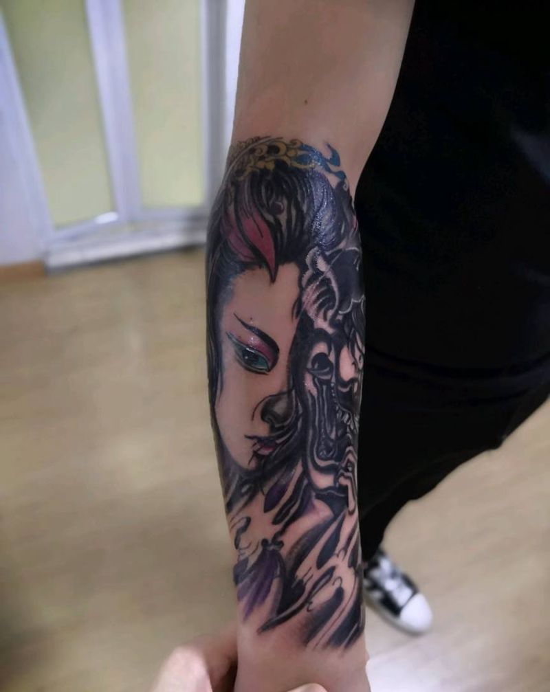 Newschool可找美女☺纹身图片_手臂新传统纹身图案