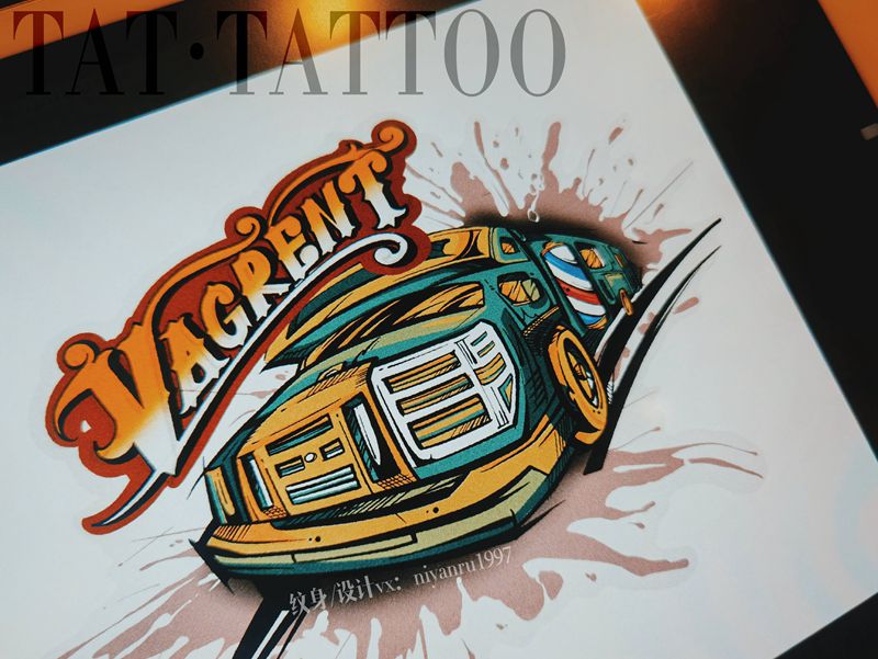 房车 原创设计定制稿纹身图片_New School纹身图案