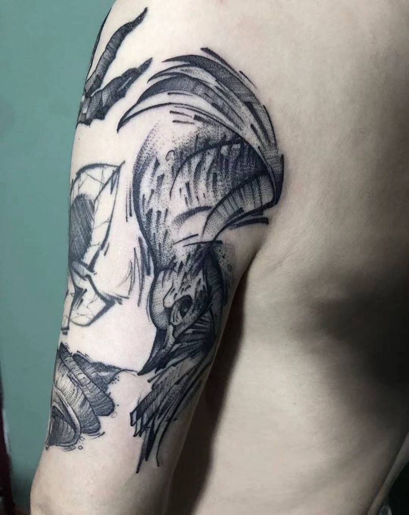 暗黑拼接纹身图片_手臂纹身图案