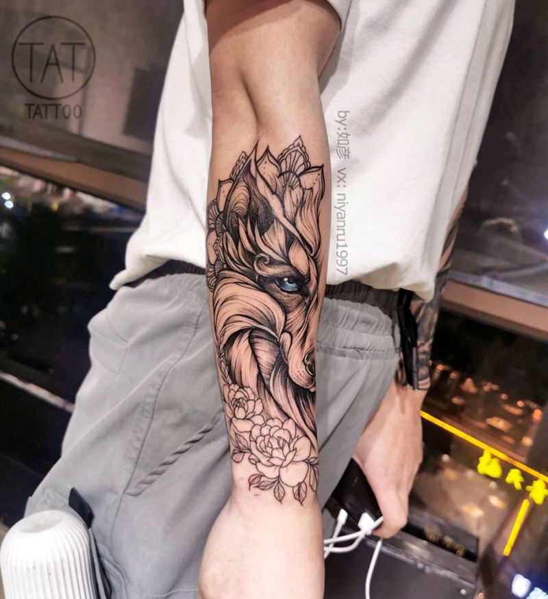 狼纹身作品纹身图片_手臂纹身图案