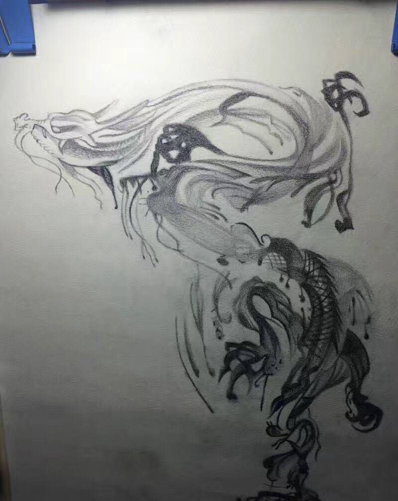 龙与虎纹身图片_手稿纹身图案
