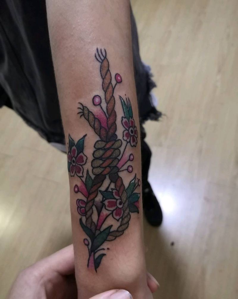 上吊绳纹身图片_手臂New School纹身图案