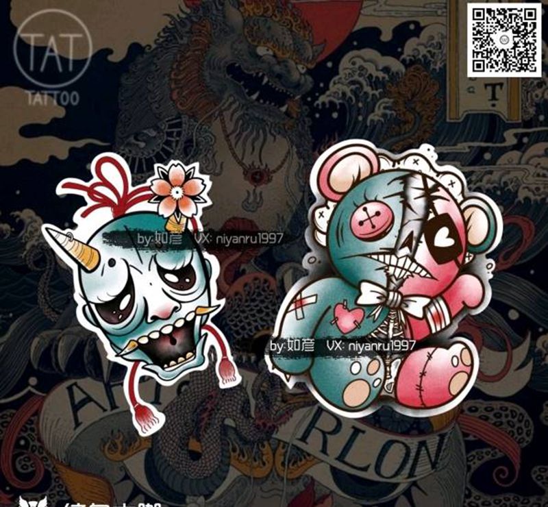 原创趣味花臂拼接纹身图片_手臂纹身图案