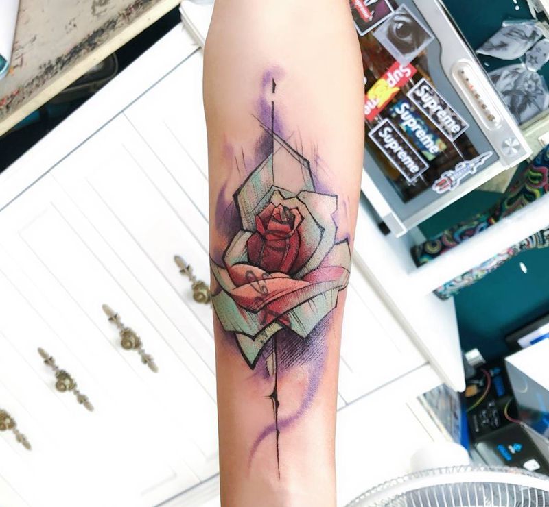 水彩遮盖纹身图片_水彩纹身图案