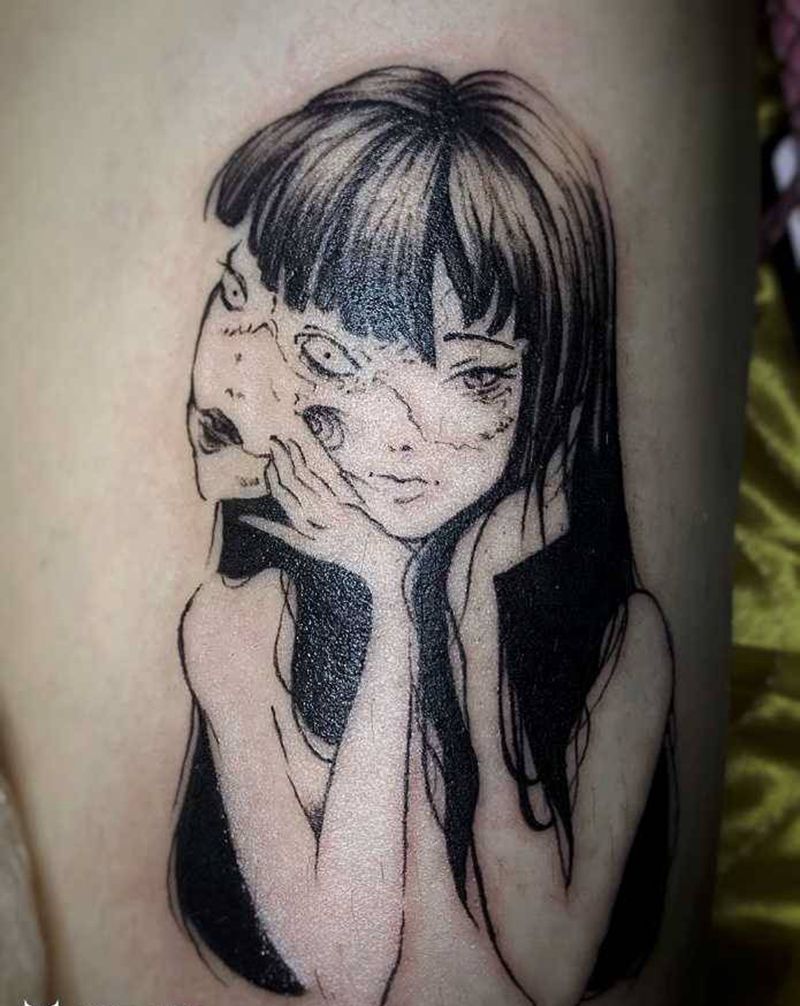 小清新纹身图片_腿部纹身图案