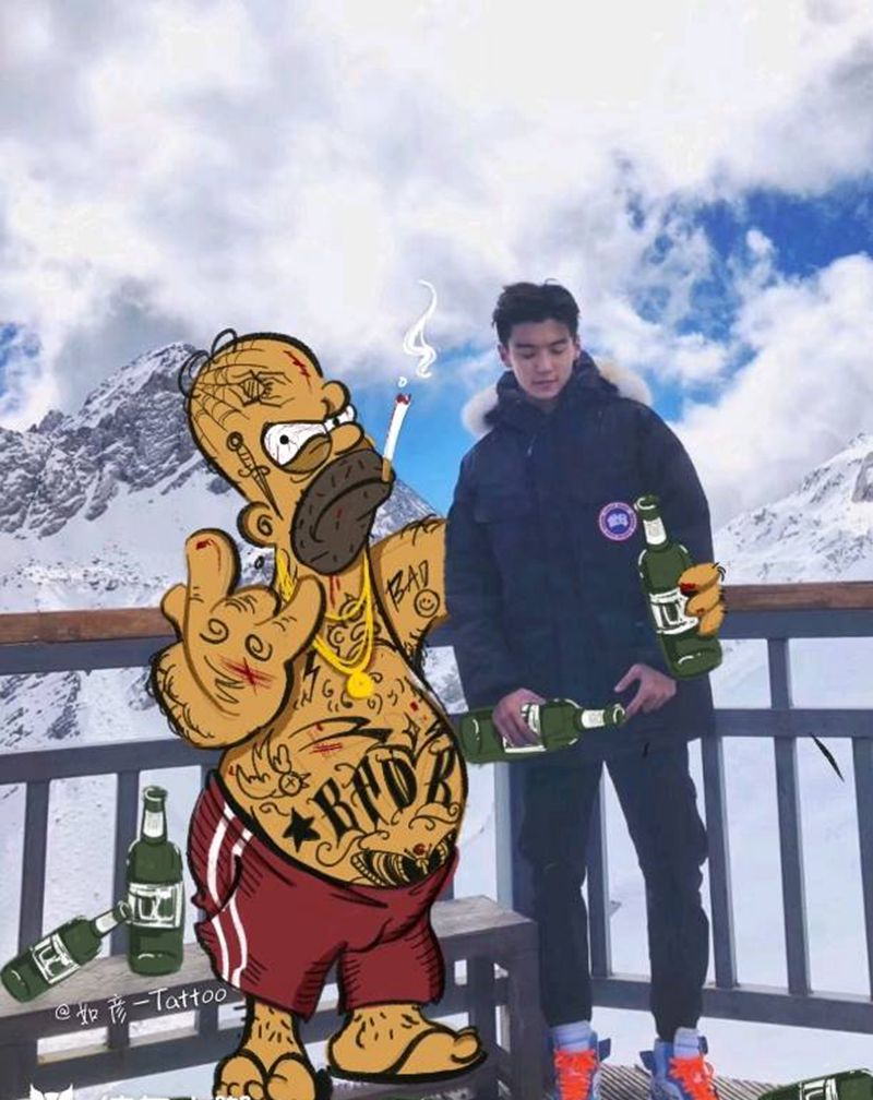 辛普森涂鸦纹身图片_New School纹身图案