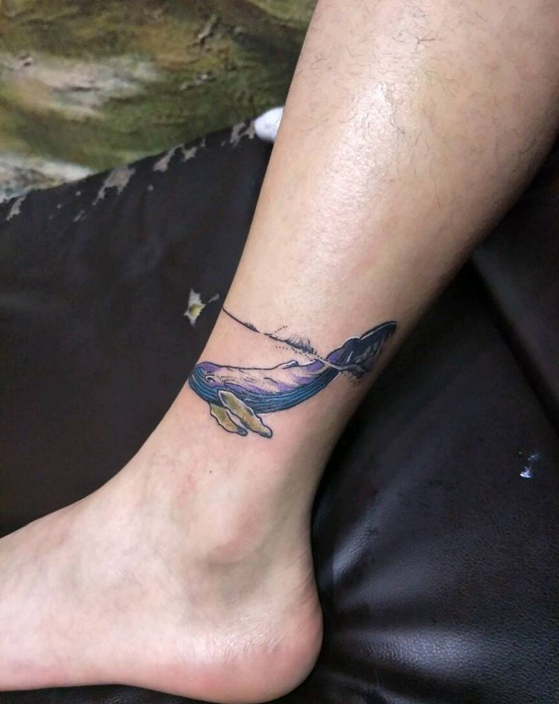 鲸鱼纹身图片_水彩纹身图案