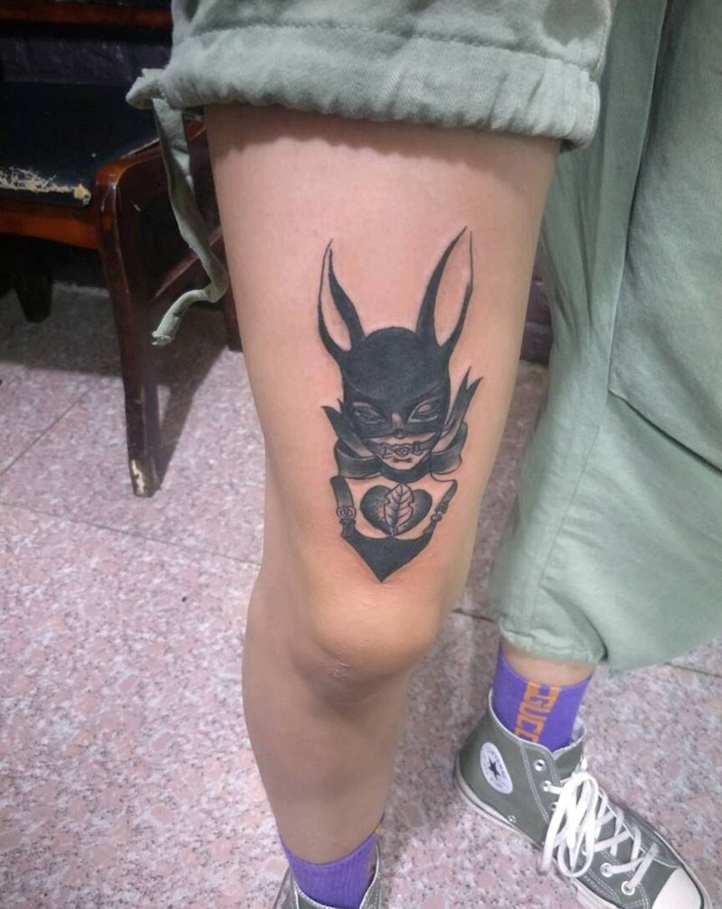 女郎纹身图片_腿部纹身图案