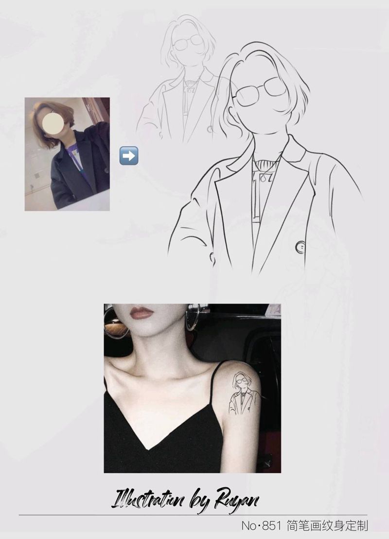 简笔画线条纹身图片_手臂几何纹身图案