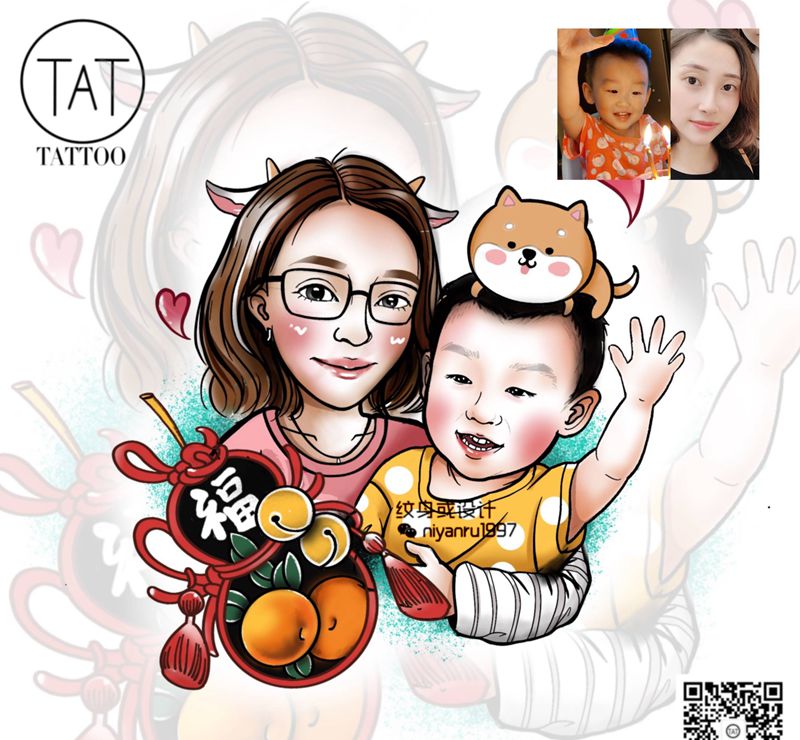 宝宝设计稿纹身图片_New School纹身图案