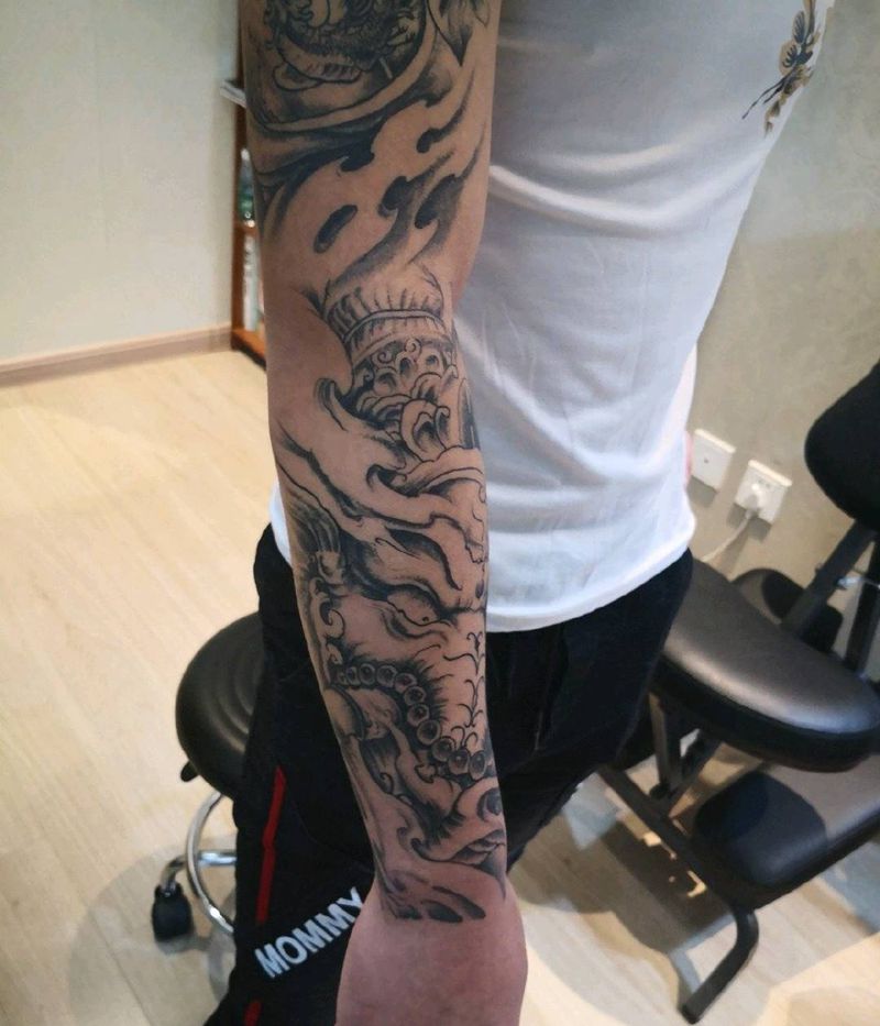 象神恢复纹身图片_象神花臂纹身图案