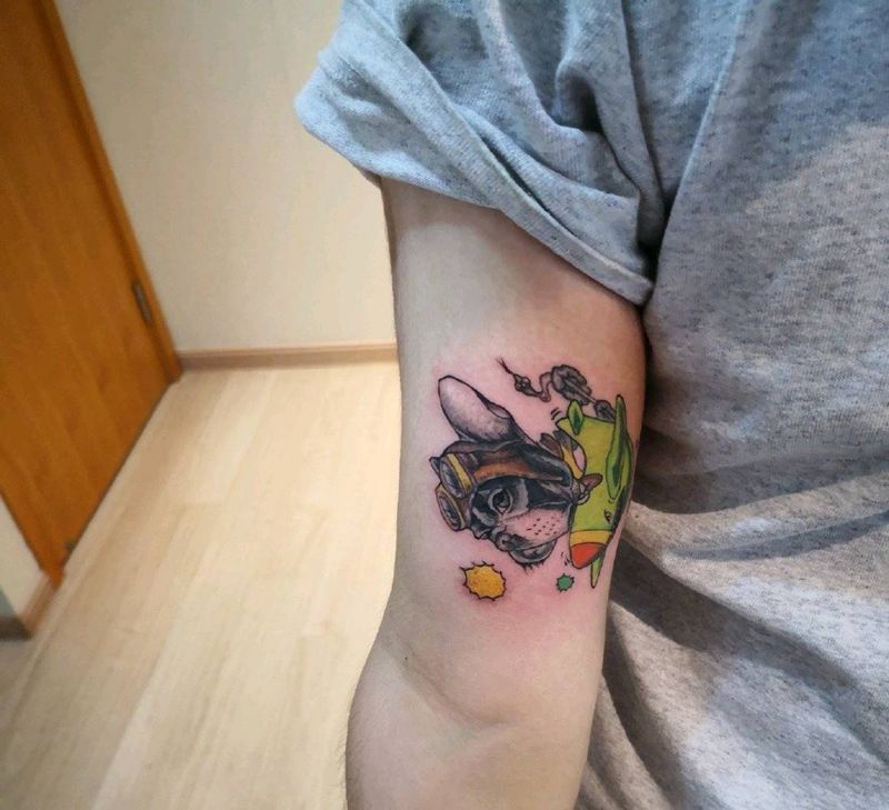 欧美新风格—法斗系列纹身图片_手臂新传统水彩欧美新风格纹身图案