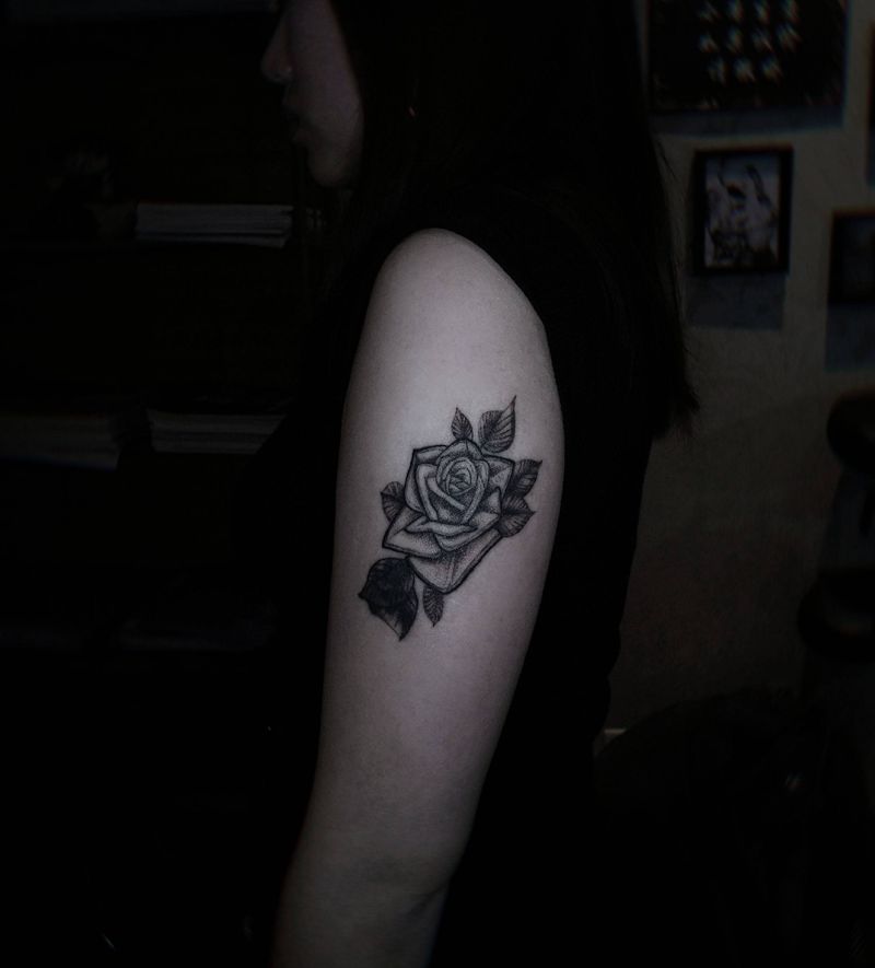 素花遮盖恢复纹身图片_手臂点刺遮盖素花纹身图案