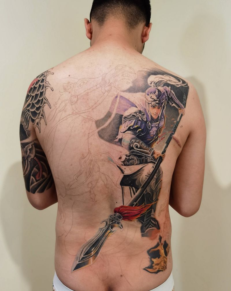 赵云纹身图片_欧美写实新传统纹身图案