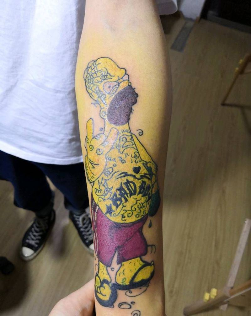 辛普森之社会我辛哥，人狠话不多纹身图片_手臂Old School纹身图案