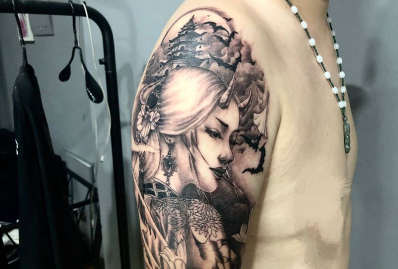 艺妓纹身图片_手臂纹身图案