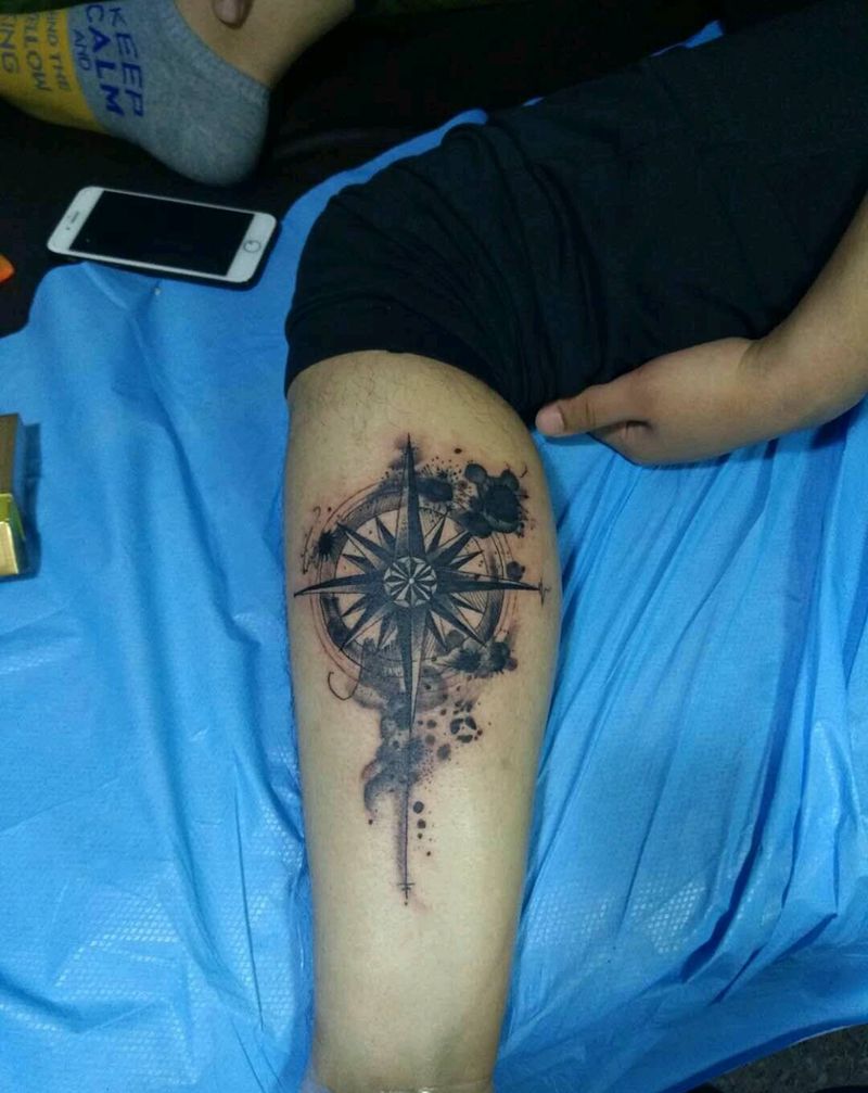 指南针纹身图片
