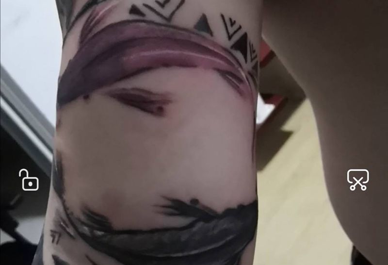 花臂拼接之水墨双鱼♓️纹身图片_手臂水彩纹身图案