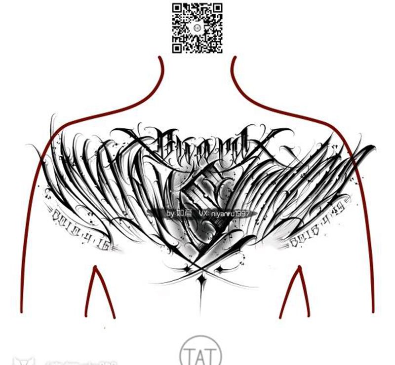 花体字遮盖稿纹身图片_花体字纹身图案