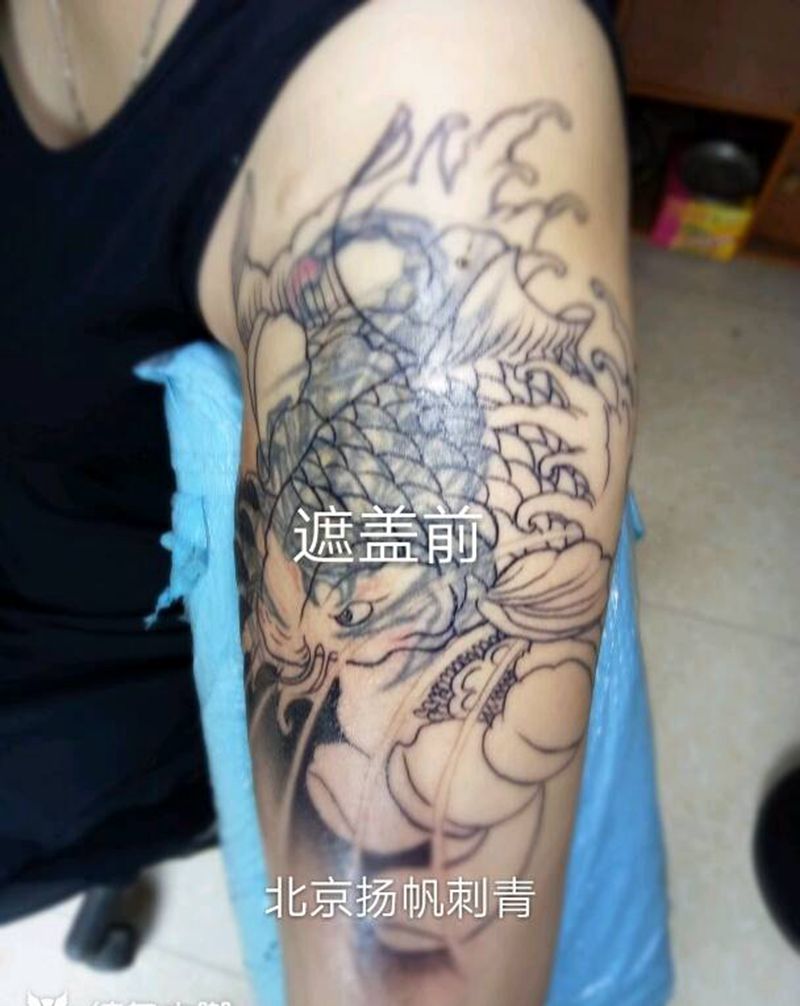遮盖蝎子+烫疤纹身图片