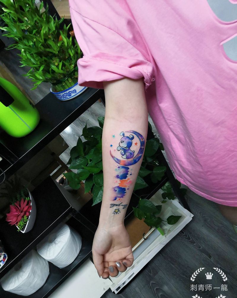 水彩遮盖纹身图片_手臂水彩纹身图案