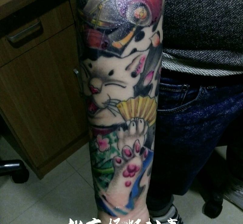 招财猫纹身图片