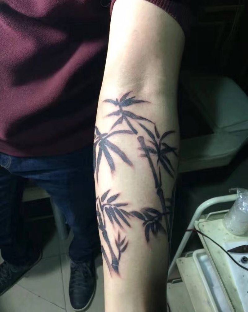 竹子包小臂纹身图片_手臂清新纹身图案