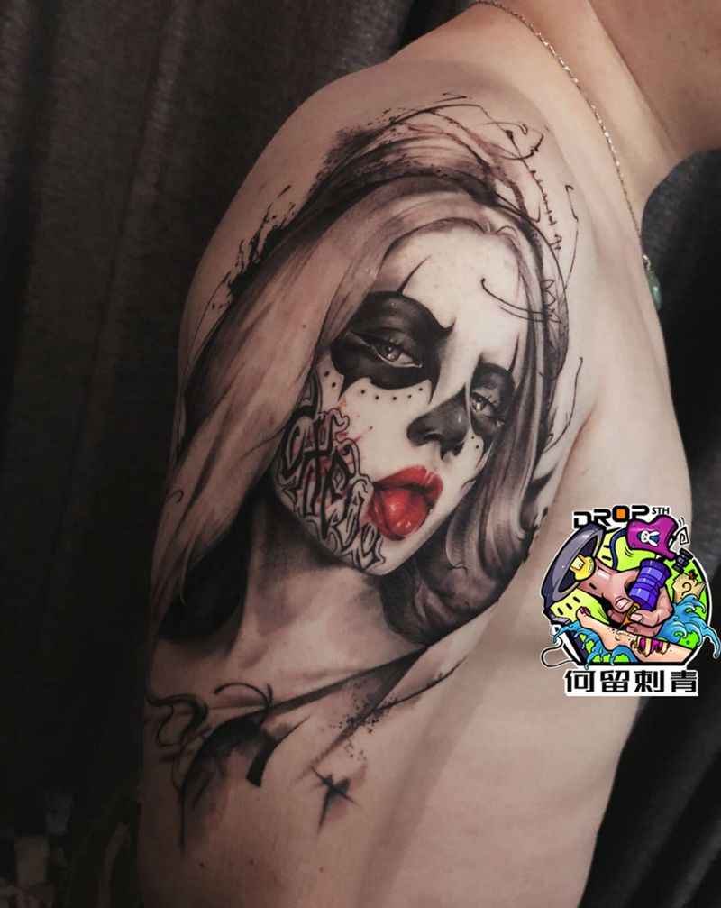 Dead girl纹身图片_手臂欧美写实女人暗黑系纹身图案