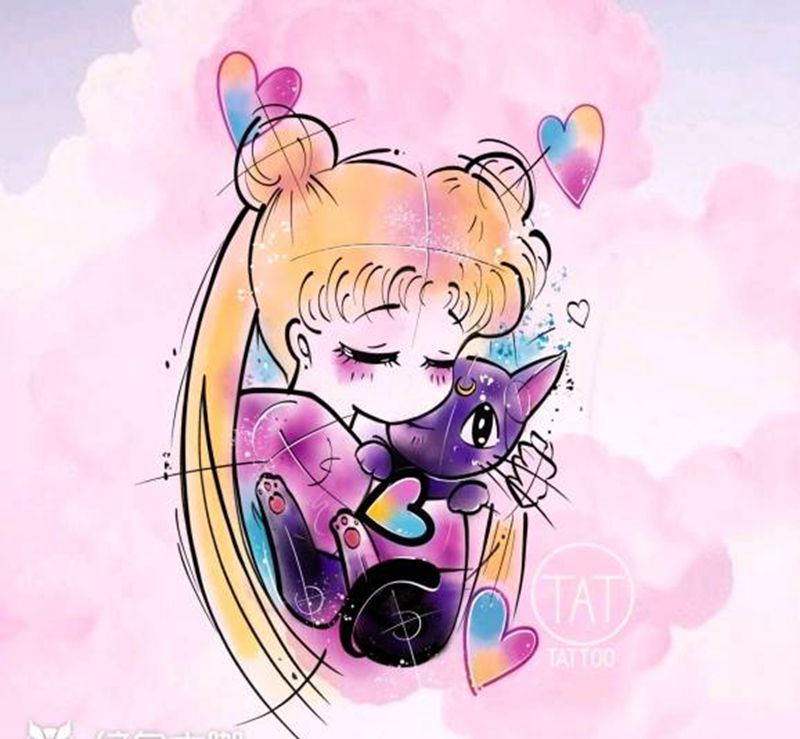 遮盖设计稿纹身图片_水彩纹身图案