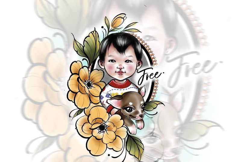 肖像设计稿纹身图片_New School纹身图案