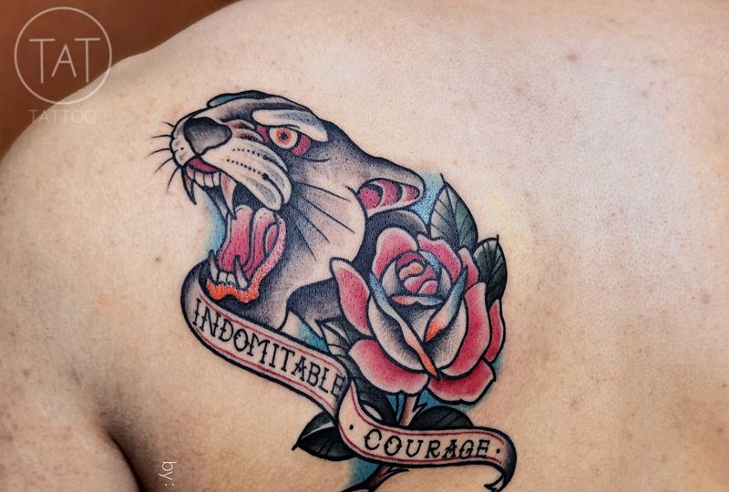 old school豹子纹身图片_Old School纹身图案