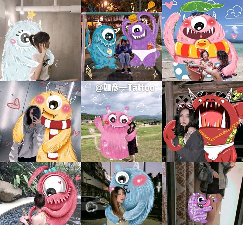 这两天的小合集纹身图片_New School纹身图案