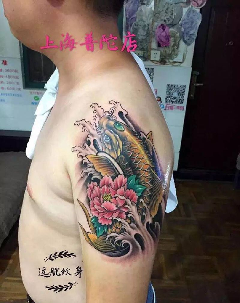 鲤鱼纹身纹身图片_成品手臂传统动物原创纹身图案
