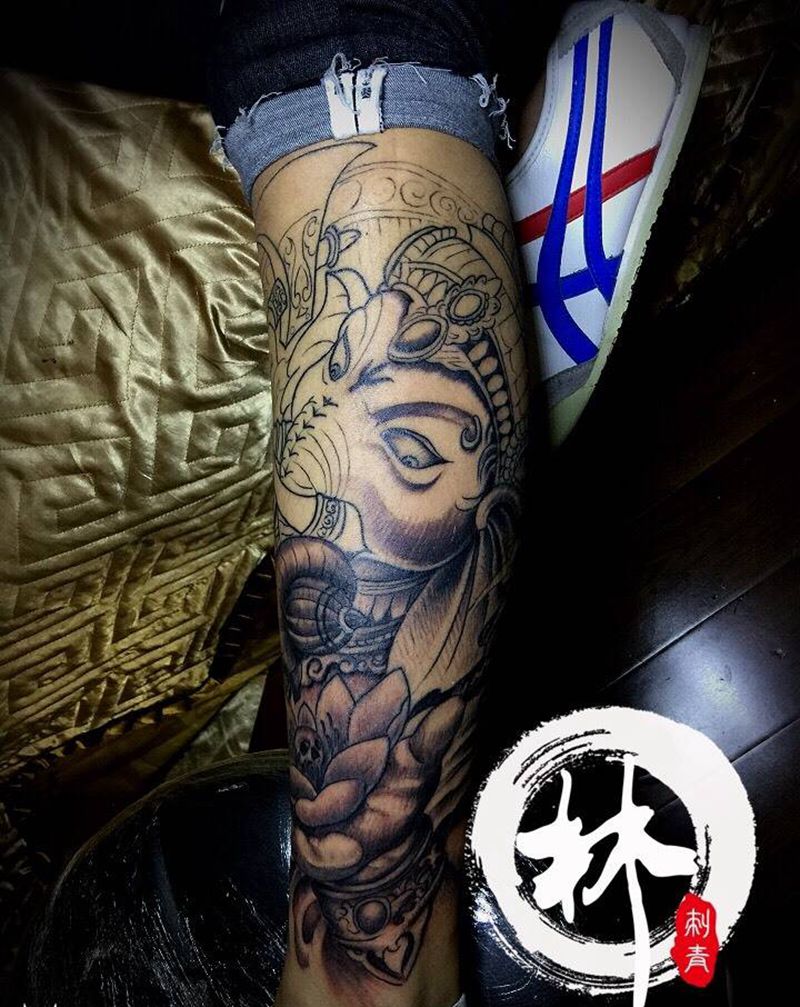 象神未完成纹身图片