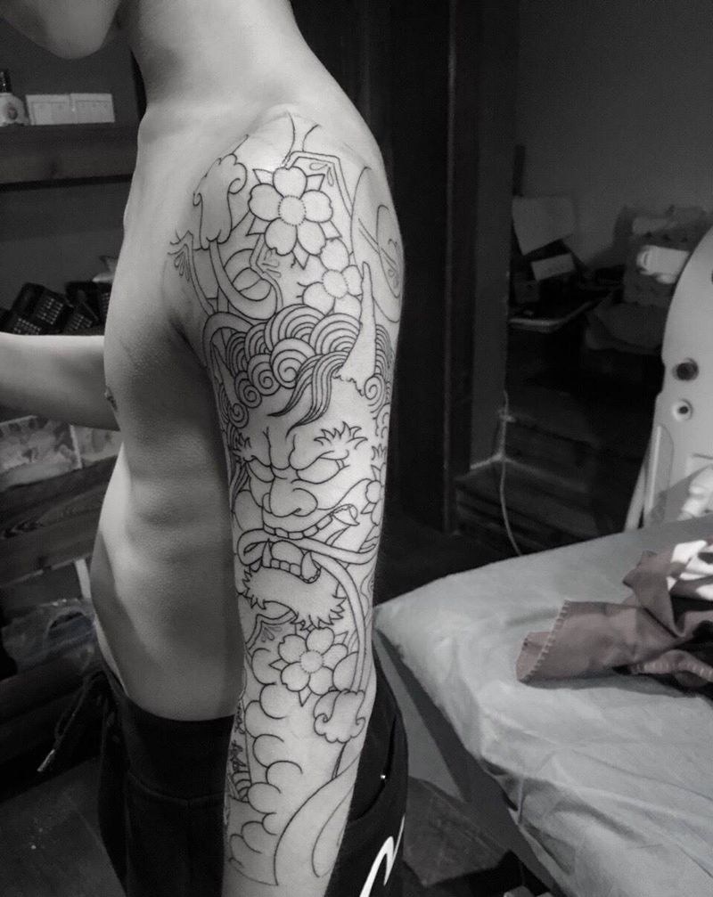 七分袖纹身图片