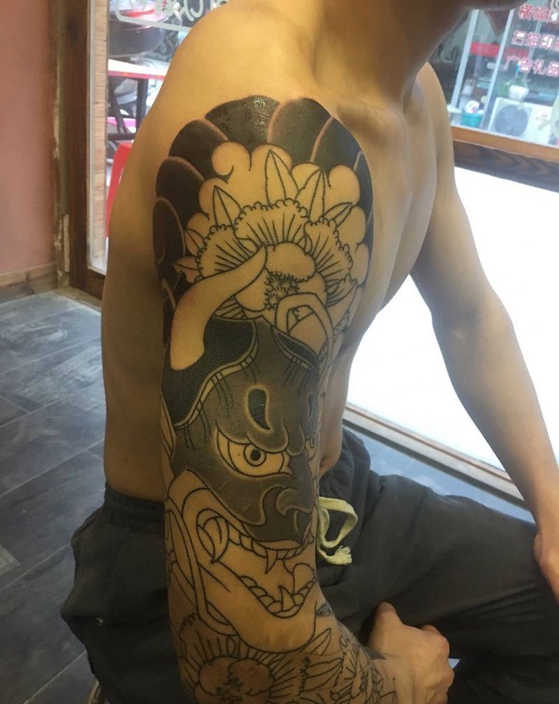 般若花臂纹身图片