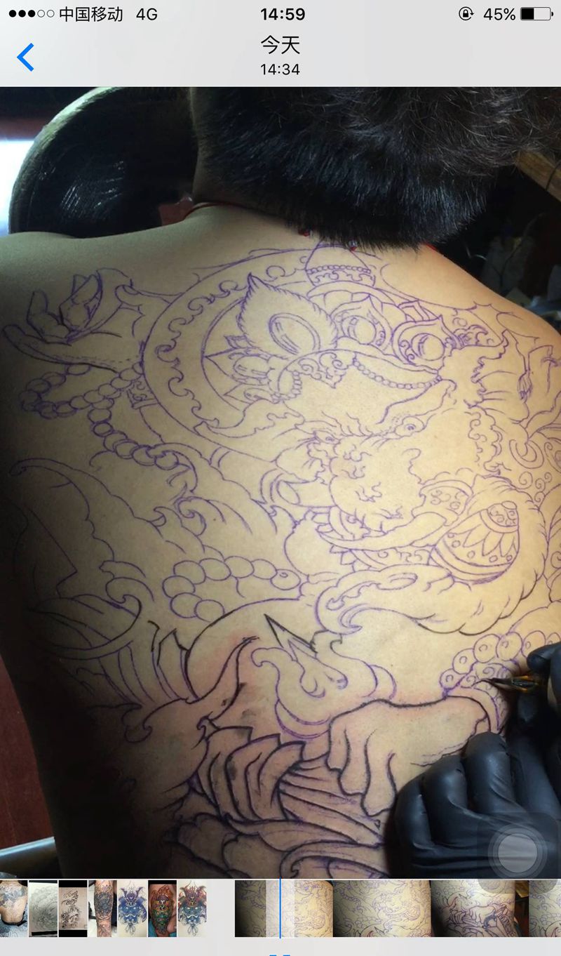 林刺青。满背象神。纹身图片_背部新传统纹身图案