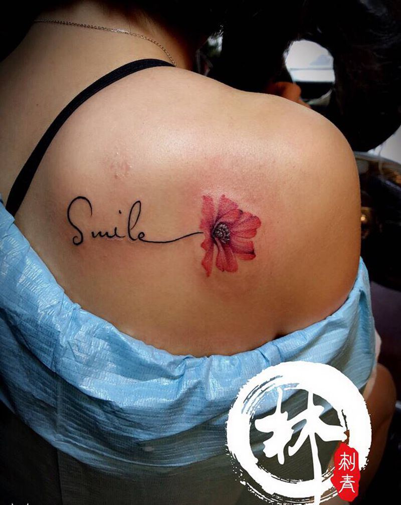 罂粟纹身图片_肩部纹身图案